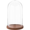 Clayre & Eef 6GL1946 Cloche en verre 28 cm bois verre rond