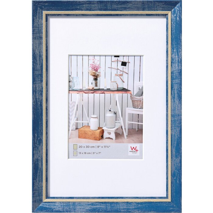 Walther Chalet cadre photo bleu 15x20 cm avec passe-partout 10x15 cm