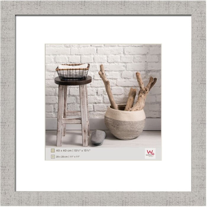 40x40 cm HOME Cadre en bois gris clair