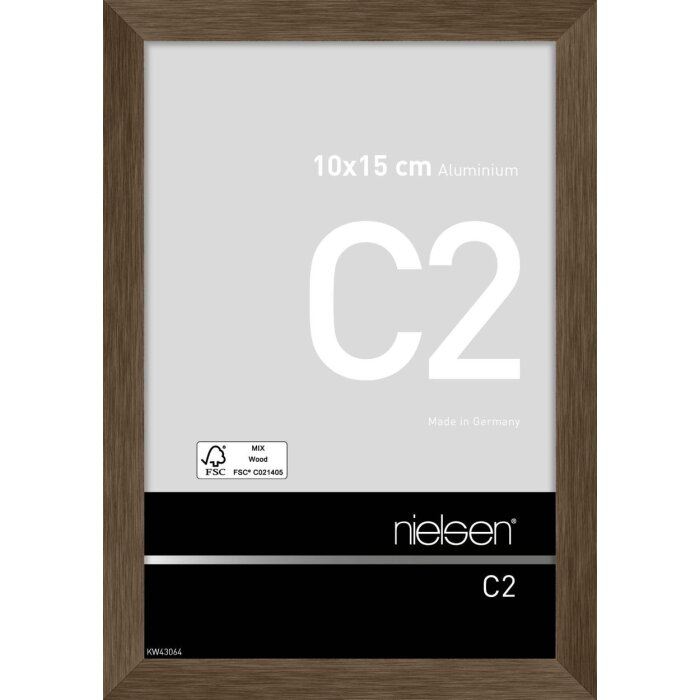 Cadre alu C2 structure noyer mat 10x15 cm