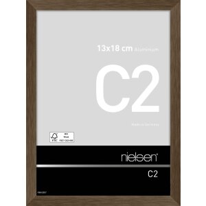 Cadre alu C2 structure noyer mat 13x18 cm