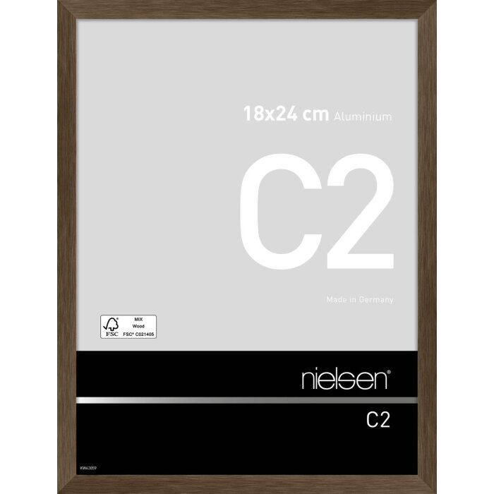 Cadre alu C2 structure noyer mat 18x24 cm