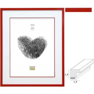 Cadre en bois S43AK4 rouge avec passe-partout
