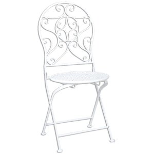 Tableau + 2x chaise Clayre & Eef 5Y0190 - Ø 60x70 - 2x Ø 40x40x92 cm blanc