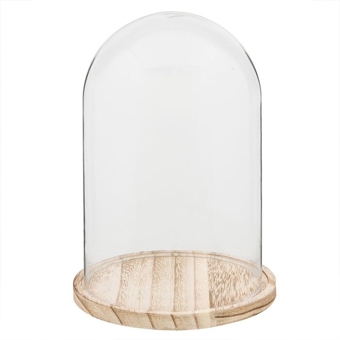 Clayre & Eef 6GL2169 Cloche en verre Ø 17x25 cm Verre Bois Rond