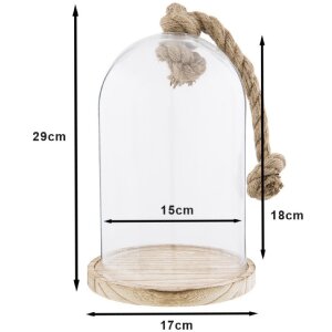 Cloche en verre Clayre & Eef 6GL2222 - 19x17x28 cm...