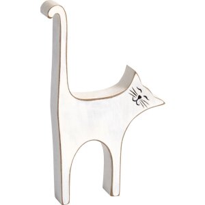 Figurine décorative chat, blanc, hauteur 17 cm