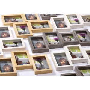 Cadre de galerie Rustic 4 photos 10x15 cm gris