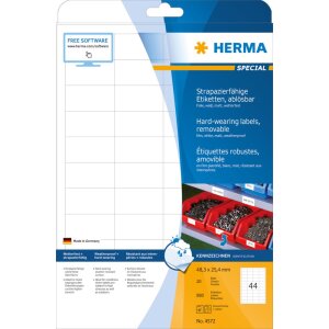 Herma SPECIAL Étiquettes en film résistant aux intempéries A4, 48,3 x 25,4 mm, blanches, extrêmement adhésives, amovibles