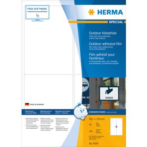 Herma SPECIAL Étiquettes en film Outdoor résistantes aux intempéries A4, 99,1 x 139 mm, blanches, extrêmement adhésives, extensibles