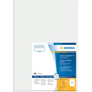 Herma SPECIAL Étiquettes en film pour lextérieur, résistantes aux intempéries, A3, 297 x 420 mm, blanches, extrêmement adhésives, extensibles