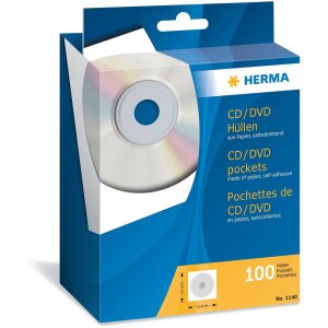 Pochettes HERMA pour CD-DVD autocollantes blanches 100...