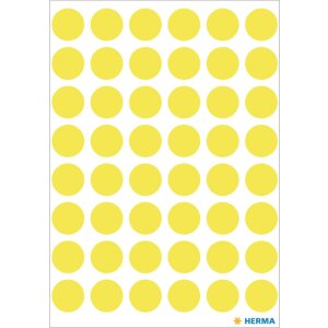 Étiquettes multi-usages jaunes Ø 12 mm rond papier mat 240 pcs.