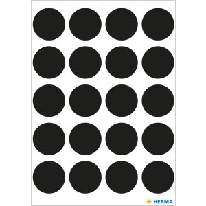 Étiquettes multi-usages noires Ø 19 mm rond papier mat 100 pcs.