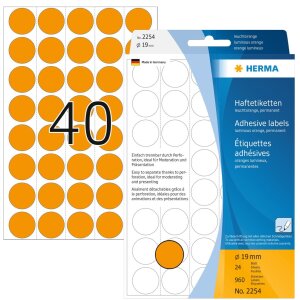 Étiquettes multi-usages orange vif Ø 19 mm...