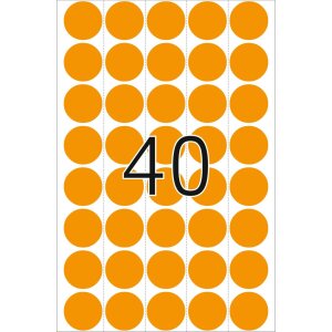 Étiquettes multi-usages orange vif Ø 19 mm rond papier mat 960 pcs.