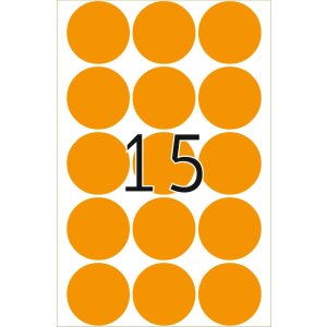 Étiquettes multi-usages orange vif Ø 32 mm rond papier mat 360 pcs.