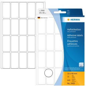 Étiquettes multi-usages blanches 19x40 mm papier mat 640 pcs.