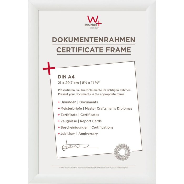 Cadre plastique Walther Trendstyle 21x29,7 cm A4 blanc Cadre pour photos de diplômes