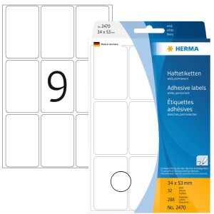 Étiquettes multi-usages blanches 34x53 mm papier mat 288 pcs.