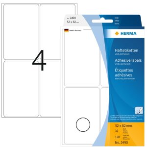 Étiquettes multi-usages blanches 52x82 mm papier mat 128 pcs.