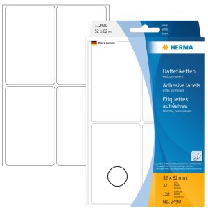 Étiquettes multi-usages blanches 52x82 mm papier mat 128 pcs.