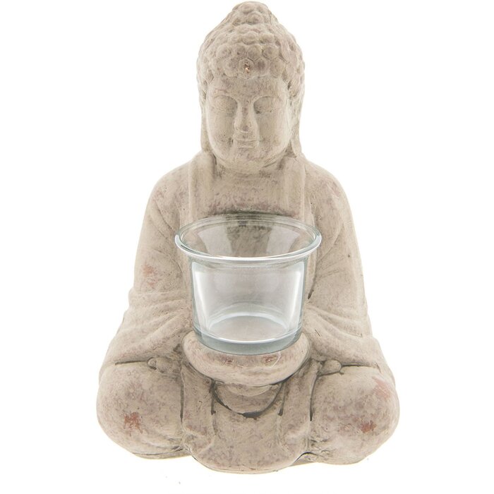 Bougeoir Bouddha 13x11x21 cm gris foncé - 6TE0212