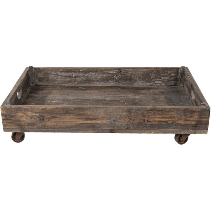 Clayre & Eef 5H0378L Décoration Plateau de service sur roulettes 73x44x16 cm Marron Bois