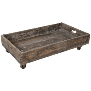 Clayre & Eef 5H0378L Décoration Plateau de service sur roulettes 73x44x16 cm Marron Bois