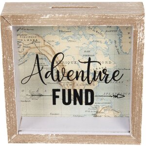 Tirelire Adventure Fund 6H1734 marron 15x5x15 cm