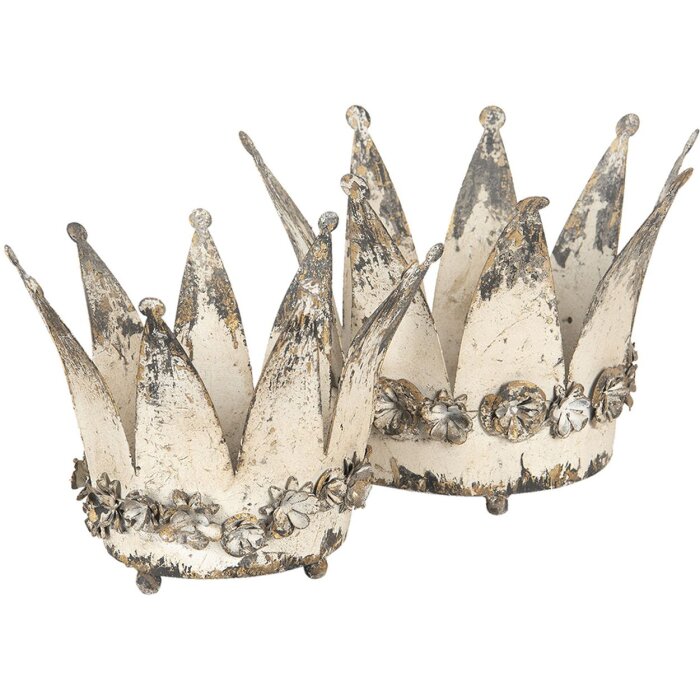 Décoration Couronne - Porte-bougie à chauffe-plat 6Y2955 Distressed blanc Ø 33x24 cm (2)