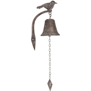 Sonnette avec oiseau 6Y3173 marron 10x15x25 cm