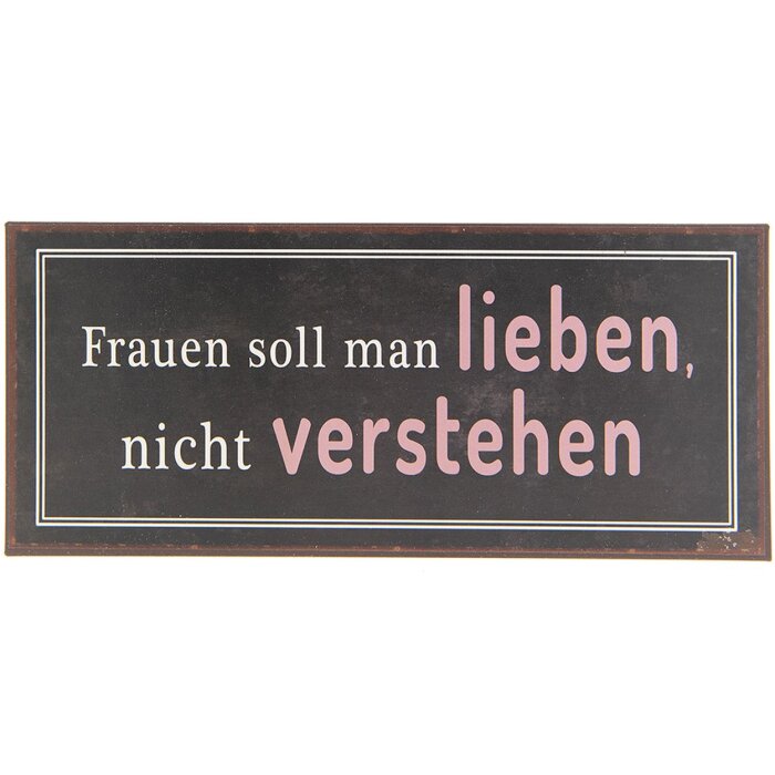 Plaque de texte 6Y3268D Marron - Blanc 30x13 cm Plaque en tôle