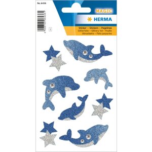 Magic Sticker Dauphins, glittery 1 feuille