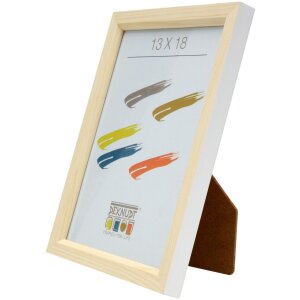 S233H1 Cadre en bois naturel avec bord extérieur blanc 20x28 cm