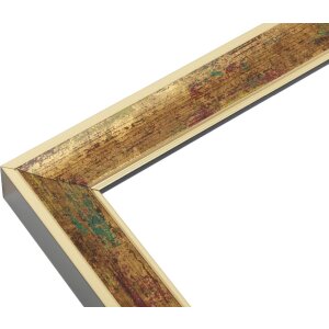 S40JB2 Cadre en bois doré avec des nuances de vert et de rouge foncé 20x25 cm