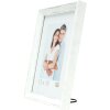 S46DF1 Cadre photo en blanc avec bord argenté 13x18 cm