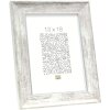 S46EE1 Cadre en bois blanc avec bord argenté 15x20 cm