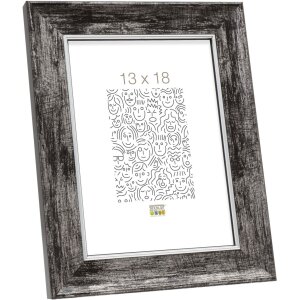 S46EE2 Cadre en bois noir avec bord argenté 10x15 cm