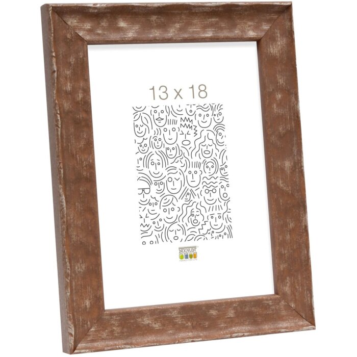 S46HF3 Cadre en bois marron avec surface ondulée 10x15 cm