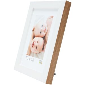 S46JH1 Cadre en bois blanc avec bordure couleur bois 13x18 cm