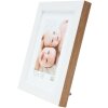 S46JH1 Cadre en bois blanc avec bordure couleur bois 18x24 cm