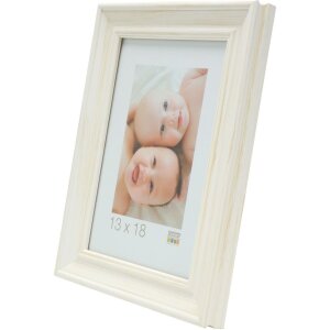 S46LF1 Cadre photo blanc peint en style rustique 13x13 cm