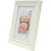 S46LF1 Cadre photo blanc peint en style rustique 13x13 cm