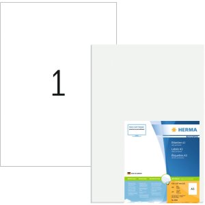 Étiquettes A3 Premium, blanches 297x420 mm papier mat 100 pcs.