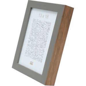 S46PH7 Cadre en bois gris avec bordure couleur bois 20x20 cm