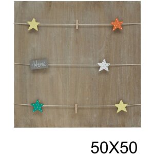 S67TT2 Mur en bois avec pinces à linge 50x50 cm