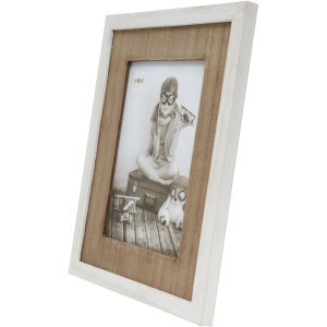 S67TW1 Cadre blanc avec passe-partout en bois 10x15 cm