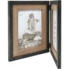 S67TW2 Cadre double noir avec passe-partout en bois pour 2 photos verticales 10x15 cm