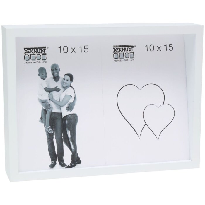 S68QK1 Cadre bloc blanc avec dos incliné pour 2 photos 10x15 cm